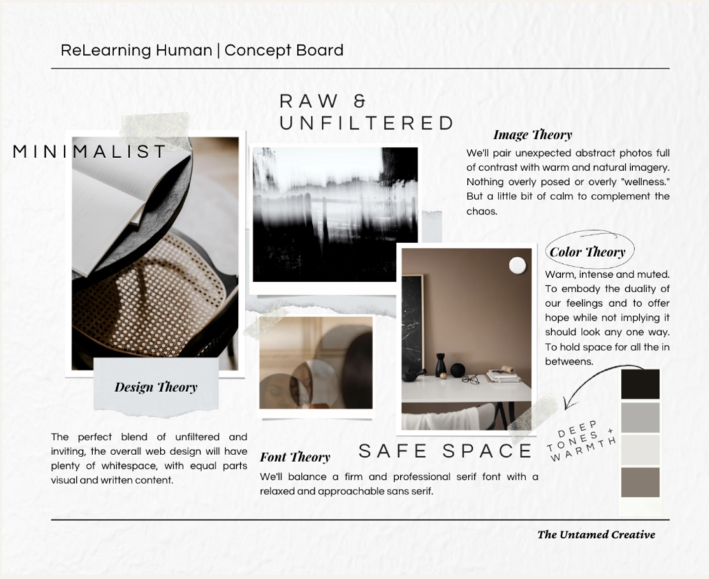 Concept Board for Showit Web Design