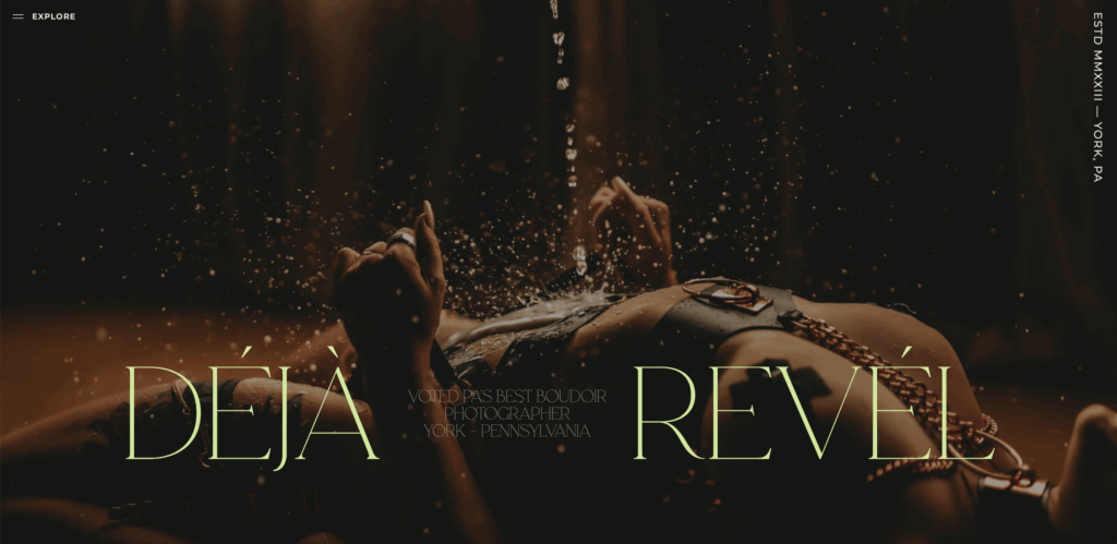 The "after" of the before and after branding transformation for Déjà Revél Fine Art Boudoir